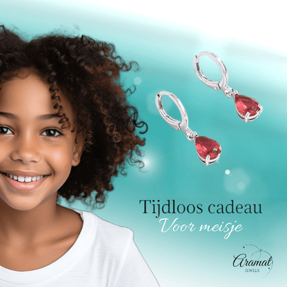 Mini Oorringetjes voor Meisjes – Rood Zirkonia – 10mm - oor6334 - 66139 - Oorringen kopen# - 10mm - alles - cadeau