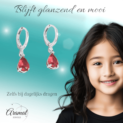 Mini Oorringetjes voor Meisjes – Rood Zirkonia – 10mm - oor6334 - 66139 - Oorringen kopen# - 10mm - alles - cadeau