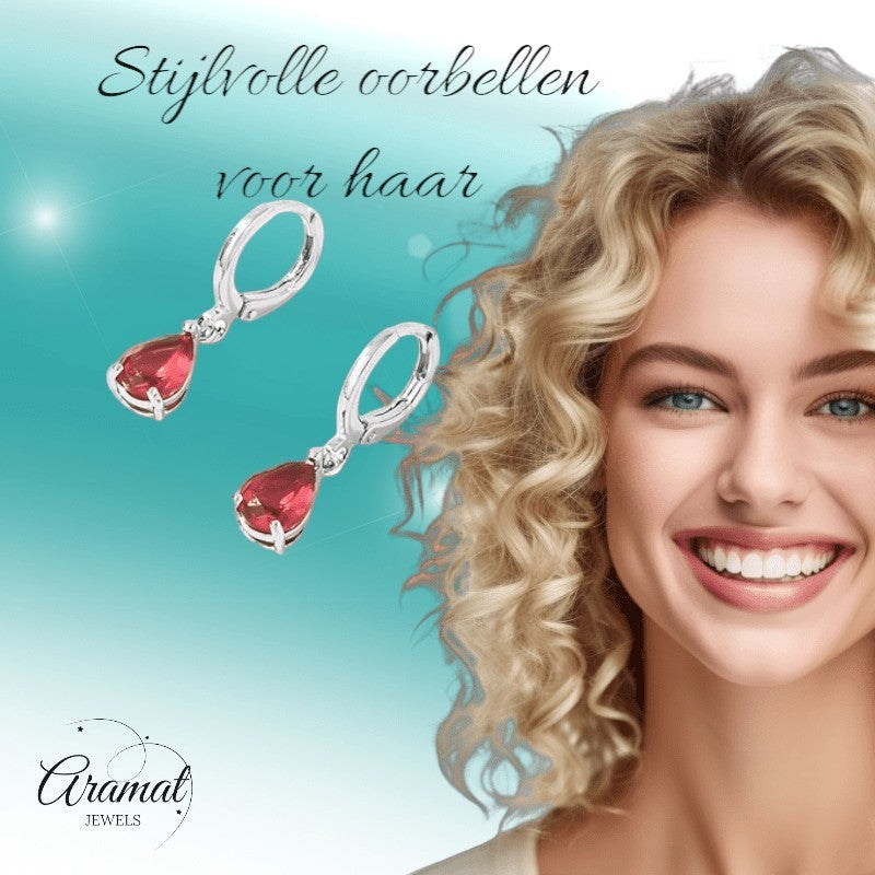 Mini Oorringetjes voor Meisjes – Rood Zirkonia – 10mm - oor6334 - 66139 - Oorringen kopen# - 10mm - alles - cadeau
