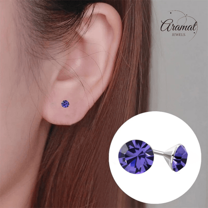 Mini Oorstekers Violet Paars – 3mm – RVS - Aramat Jewels - Oorbellen - cadeautip