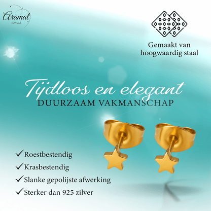 Mini ster oorstekers goudkleur staal – 3mm - Aramat Jewels - Oorbellen - cadeautip
