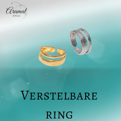 Minimalistische Open Ring Geometrisch (Verstelbaar RVS) - Aramat Jewels - Ringen - cadeautip