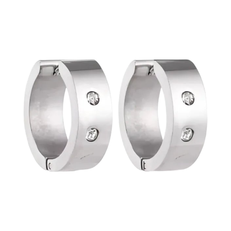 Large Huggie Earrings Crystal 20mm