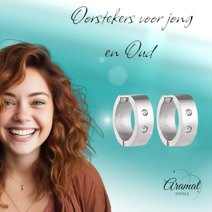 Large Huggie Earrings Crystal 20mm