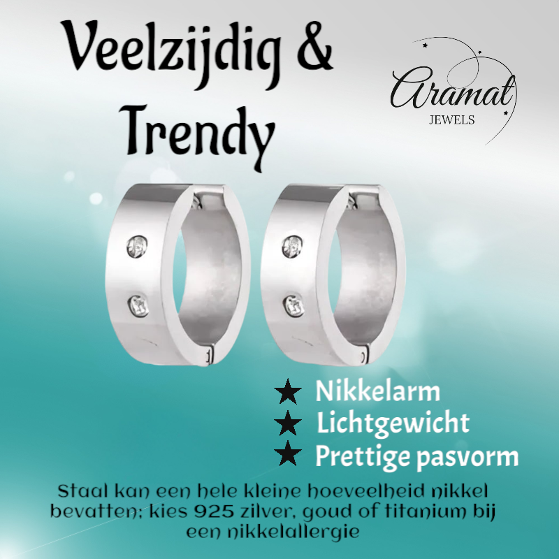 Large Huggie Earrings Crystal 20mm