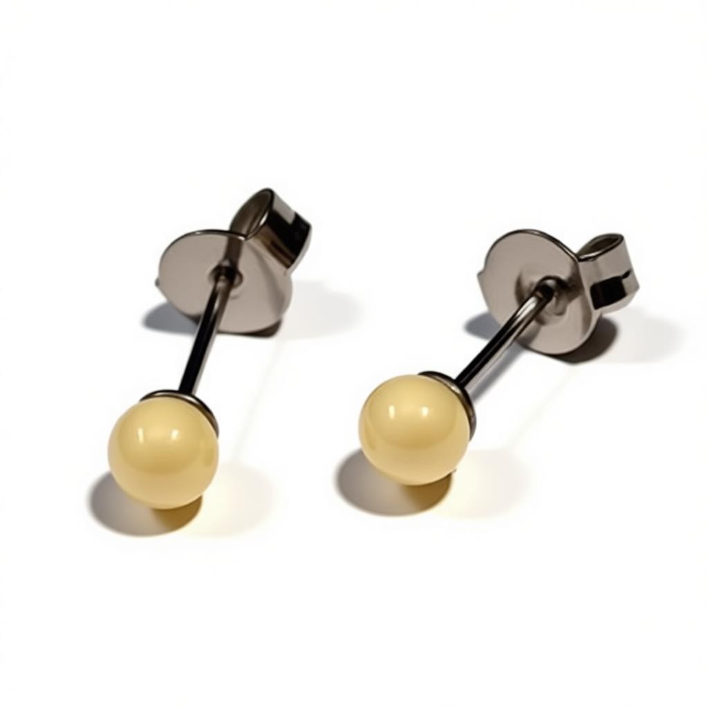 Earrings – White Balls Metal (4mm)
