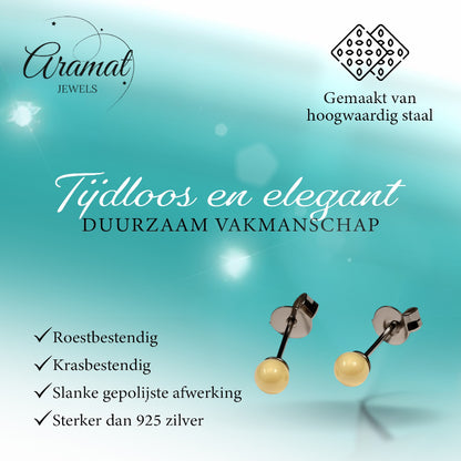 Earrings – White Balls Metal (4mm)