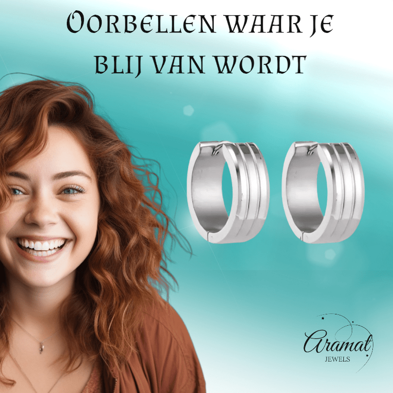 Moderne Zilverkleurige Rvs Oorbellen - oor5796 - se41124 - Oorringen kopen# - 20mm - 7mm - alles