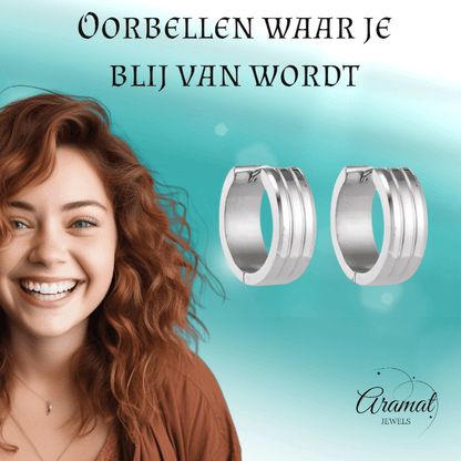 Moderne Zilverkleurige Rvs Oorbellen - oor5796 - se41124 - Oorringen kopen# - 20mm - 7mm - alles