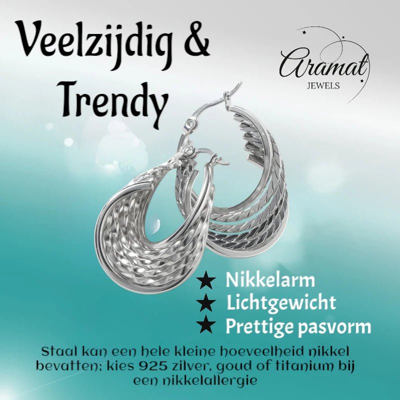 Multi Oorringen Zilverkleurig RVS – 35mm – 6 Hoepels in 1 - oor6324 - 613826 - Oorringen kopen# - 35mm - alles - cadeau