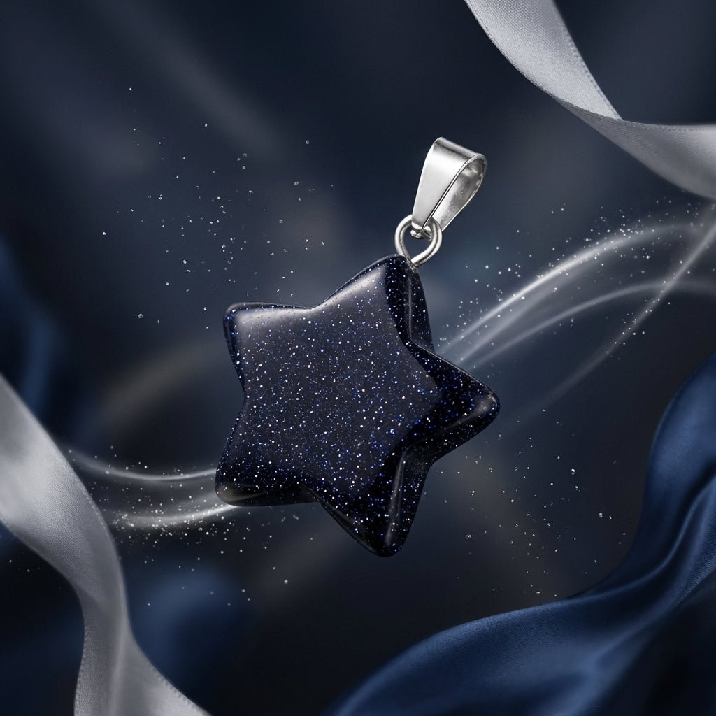 natuursteenhanger ster Zandsteen blauw - Aramat Jewels - Hangers - cadeautip