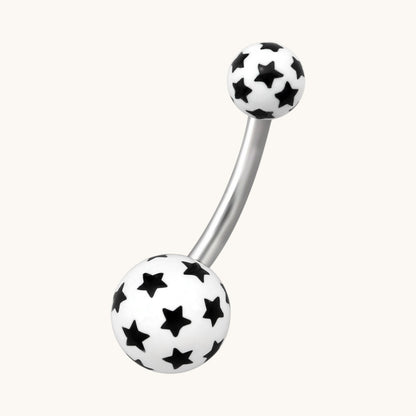 Star Steel Navel Piercing with Acrylic Balls