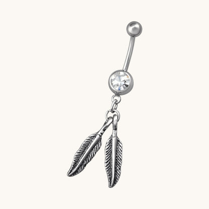 Silver Feather Navel Piercing