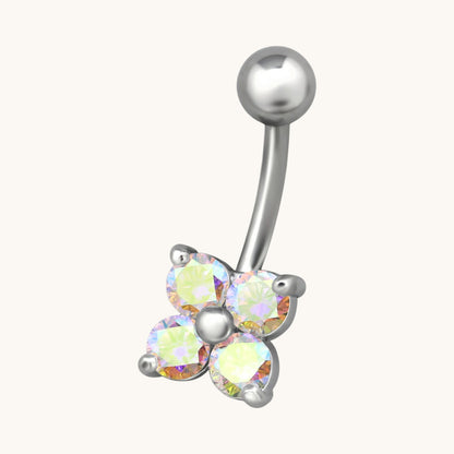 Piercing au nombril en acier en forme de fleur avec zircone