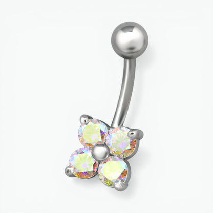 Piercing au nombril en acier en forme de fleur avec zircone