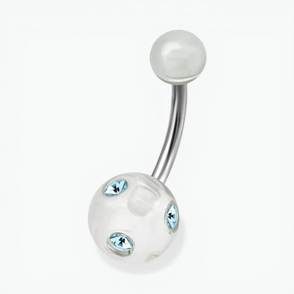 Piercing nombril luxueux en acier cristal avec pierre 