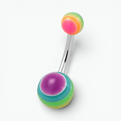 Piercing au nombril en acier acrylique arc-en-ciel