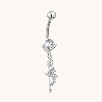 Steel navel piercing with ballerina pendant