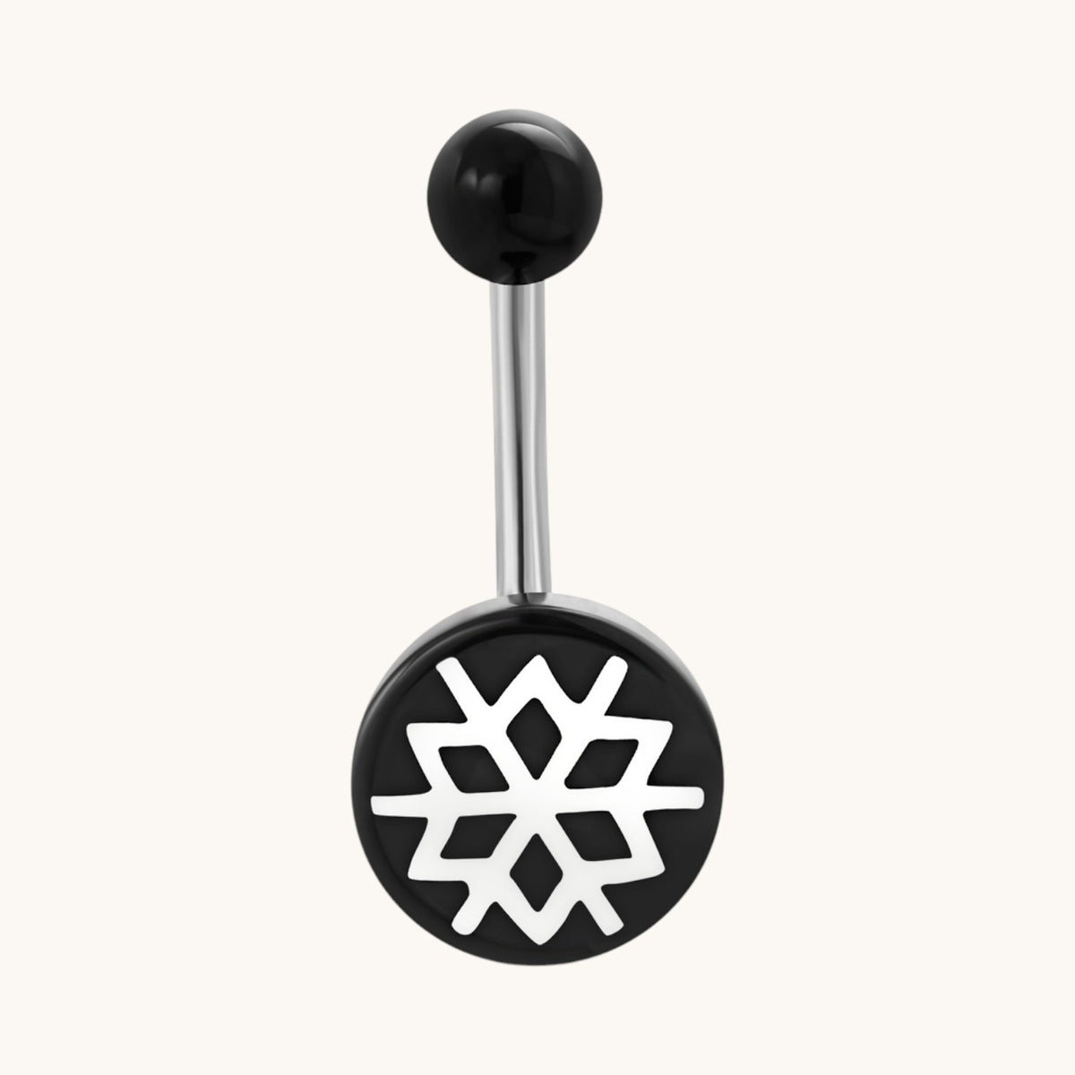 Stylish Flower Navel Piercing Black Acrylic