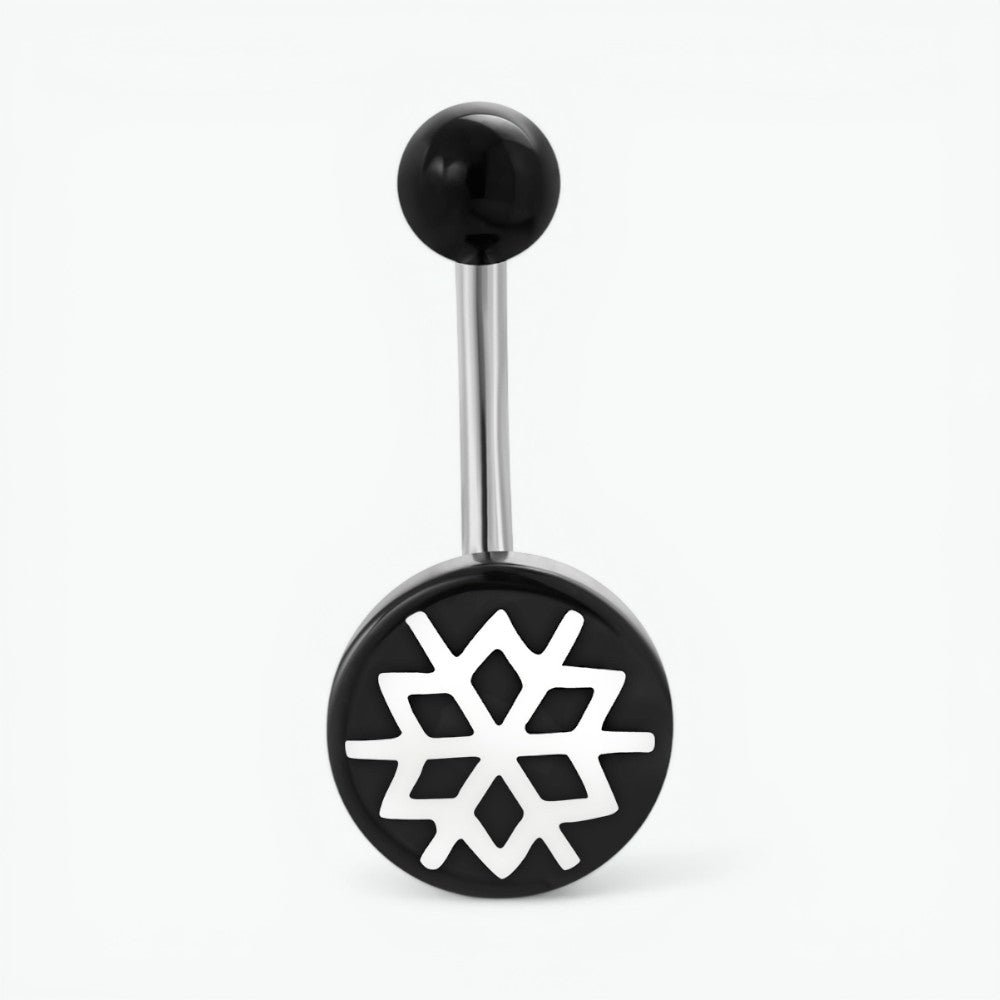 Stylish Flower Navel Piercing Black Acrylic