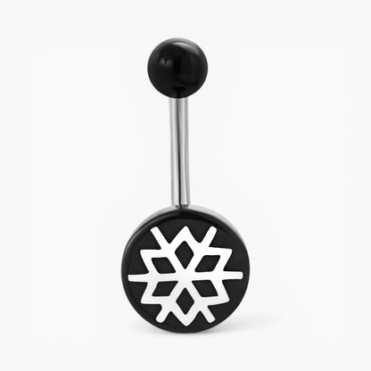 Stylish Flower Navel Piercing Black Acrylic