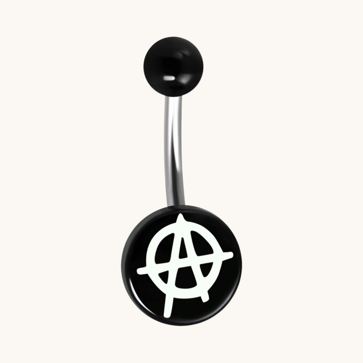 Steel navel piercing anarchy symbol