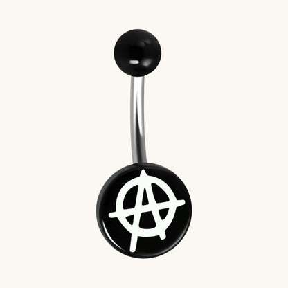 Steel navel piercing anarchy symbol