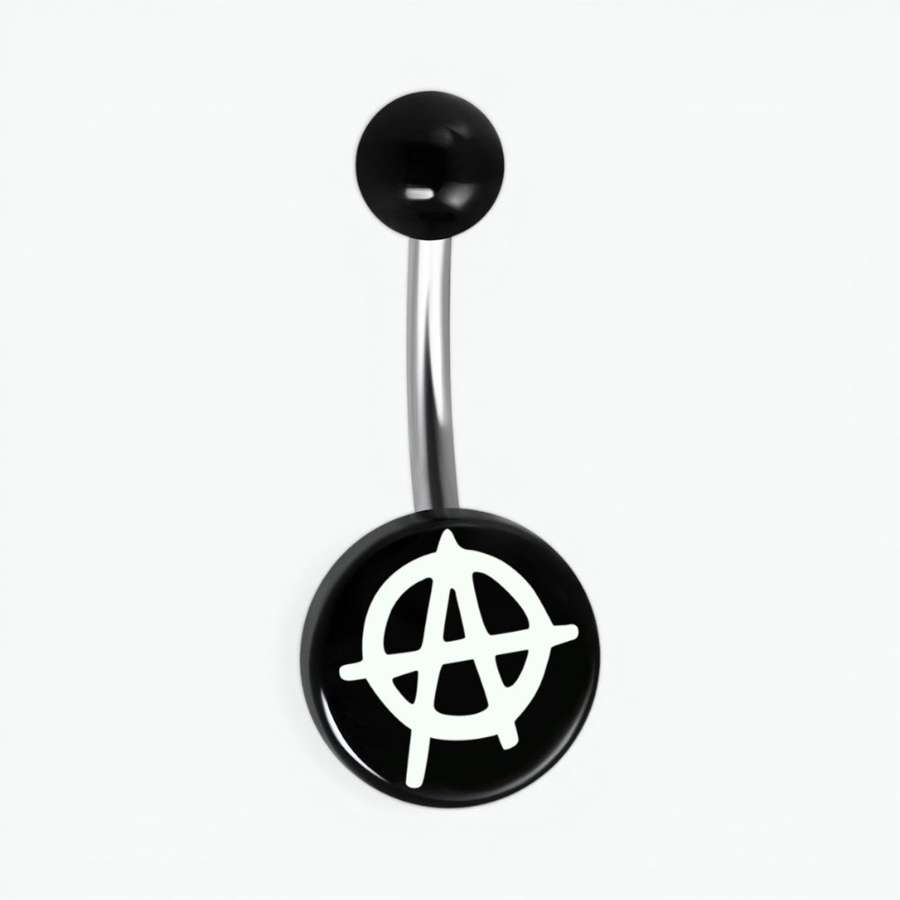Steel navel piercing anarchy symbol