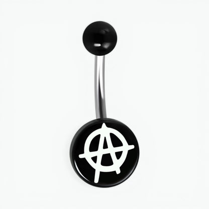 Steel navel piercing anarchy symbol