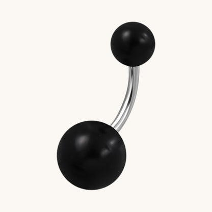 Piercing nombril en acier acrylique noir avec acier