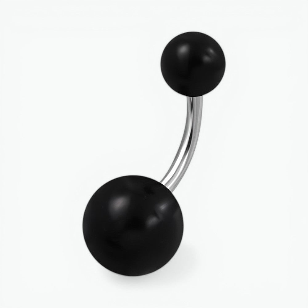 Piercing nombril en acier acrylique noir avec acier
