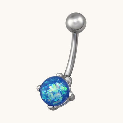 Piercing au nombril en opale bleue argentée