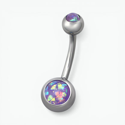 Purple Opal Steel Belly Button Piercing