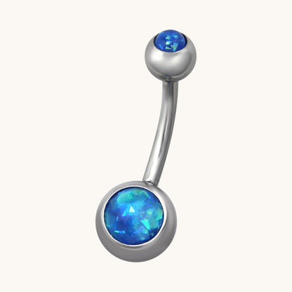 Steel navel piercing opal blue