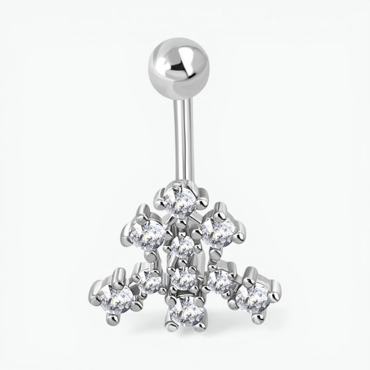Piercing nombril en acier chirurgical avec zircone