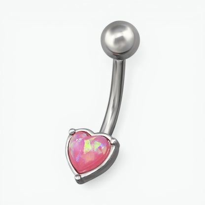 Pink Opal Steel Navel Piercing