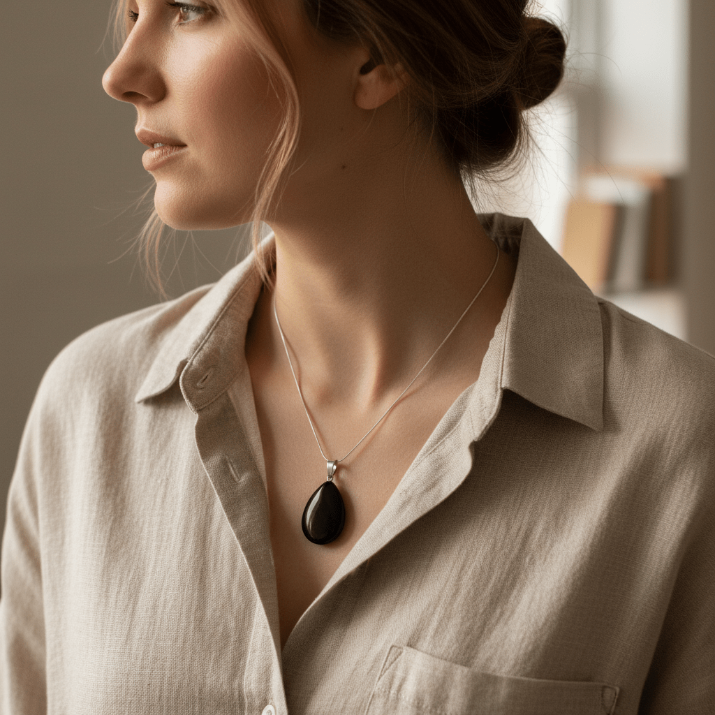 Obsidiaan Druppel Hanger natuursteen - Aramat Jewels - Hangers - cadeautip