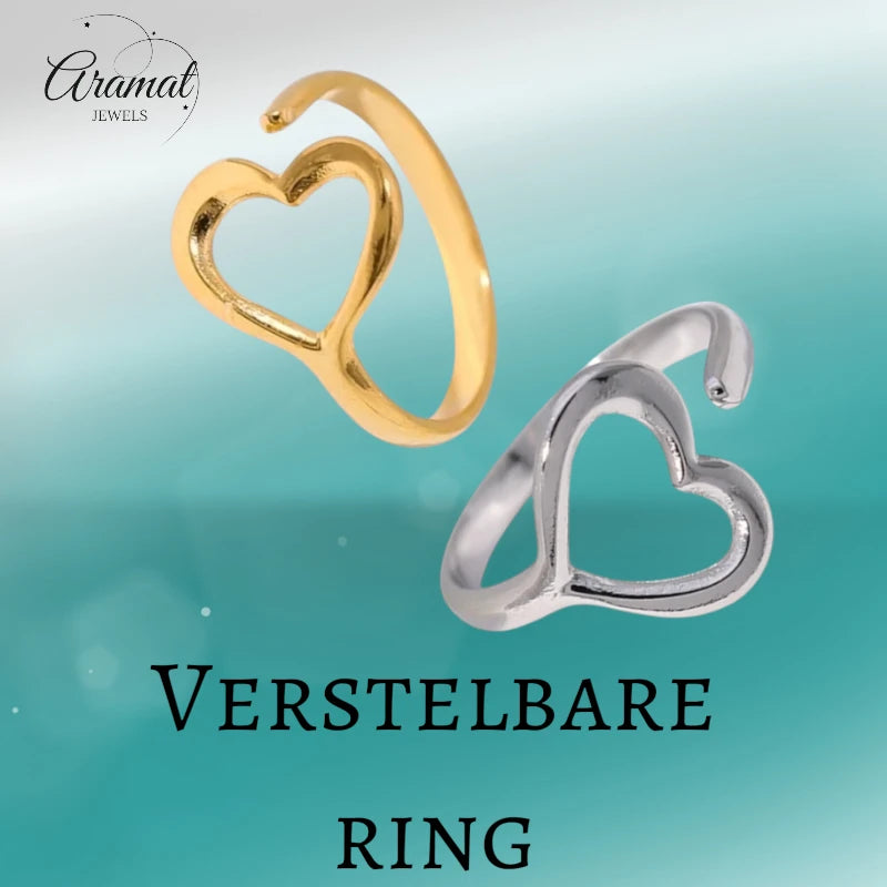 Open Ring RVS met Hartje (13 mm)