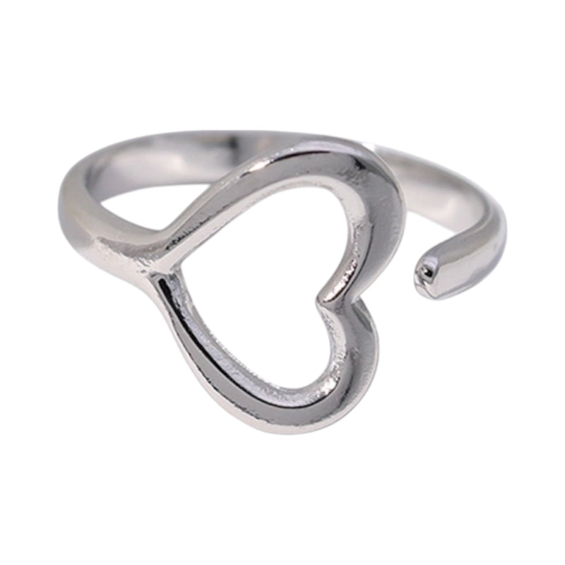 Open Ring RVS met Hartje (13 mm)