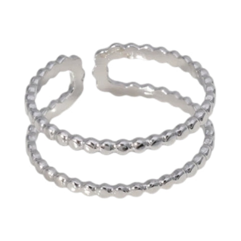 Verstelbare RVS Ring met Dubbele Bolletjeslijn (7 mm)