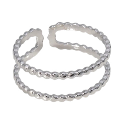 Verstelbare RVS Ring met Dubbele Bolletjeslijn (7 mm)