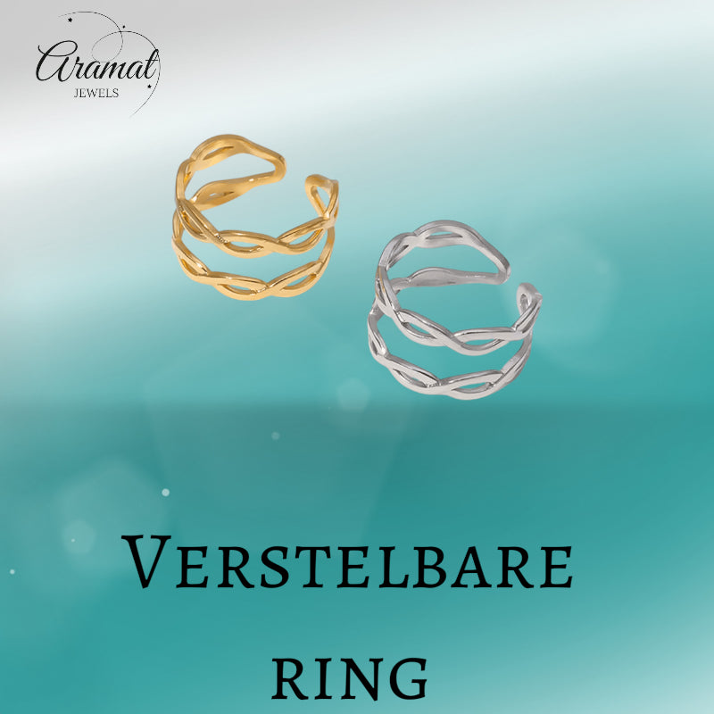 Open Ring RVS met Gevlochten Lijnen (12 mm)