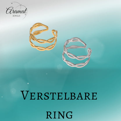 Open Ring RVS met Gevlochten Lijnen (12 mm)