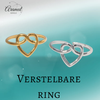 Open Ring RVS met Groot Hartje (14 mm)