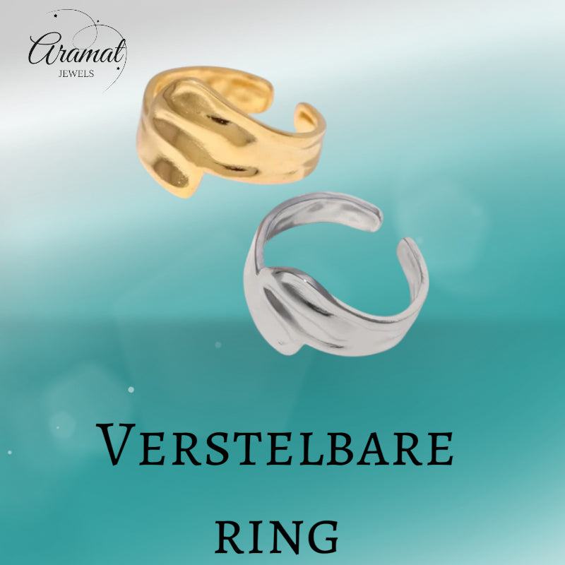 Brede Moderne One Size Ring RVS (14 mm)