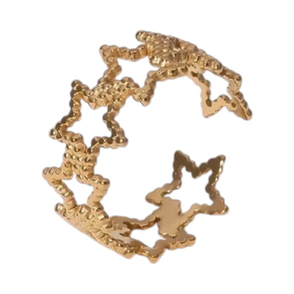 Verstelbare Sterren Ring van RVS met Bolletjes Motief (9 mm)