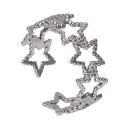 Verstelbare Sterren Ring van RVS met Bolletjes Motief (9 mm)