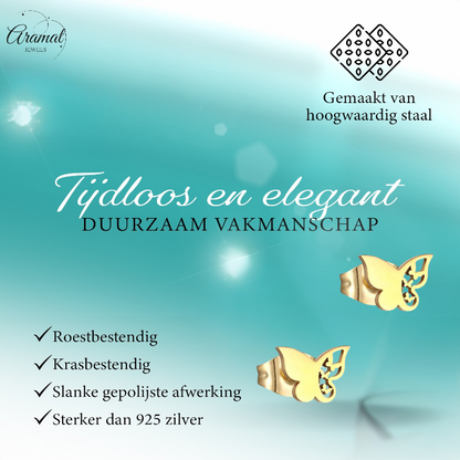 Steel butterfly earrings – gold color – 7x10 mm