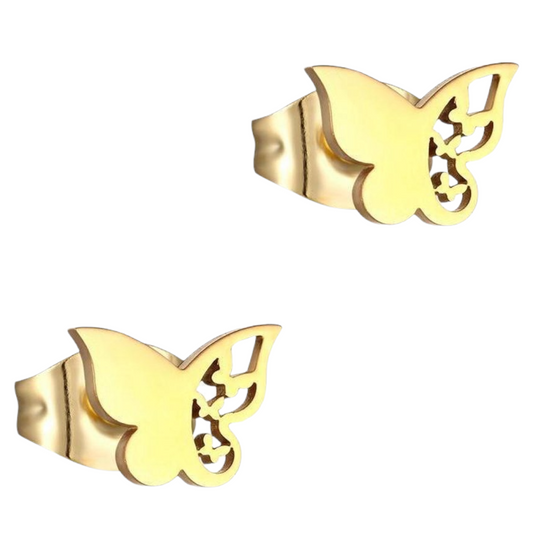 Steel butterfly earrings – gold color – 7x10 mm