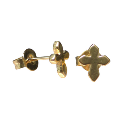 Steel Cross Earrings – Gold Color – 8x7mm